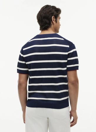 Tommy Hilfiger Lacivert Erkek Çizgili Triko T-Shirt MW0MW43942DCC_DC KNITTED TEE TXTRE