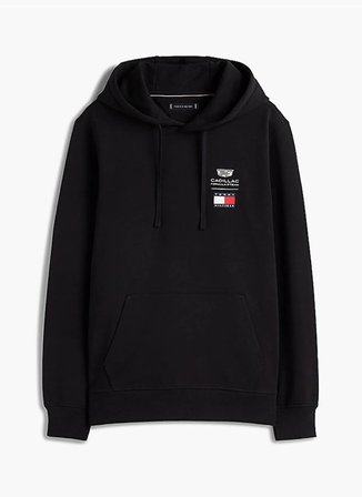 Tommy Hilfiger Siyah Erkek Kapüşon Regular Fit Logo Baskılı Sweatshirt MN0MN00079BDS