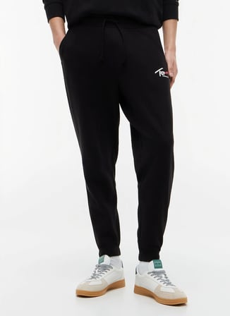 Tommy Jeans Siyah Erkek Regular Fit Logo Baskılı Sweatpant DM0DM23903BDS TJM REG SIGNATURE SW
