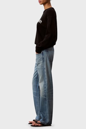Calvin Klein % 100 Pamuk Logolu Bisiklet Yaka Örme Kazak LV044G313GUB1 Bayan KAZAK LV044G313G UB1 SİYAH