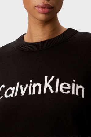 Calvin Klein % 100 Pamuk Logolu Bisiklet Yaka Örme Kazak LV044G313GUB1 Bayan KAZAK LV044G313G UB1 SİYAH