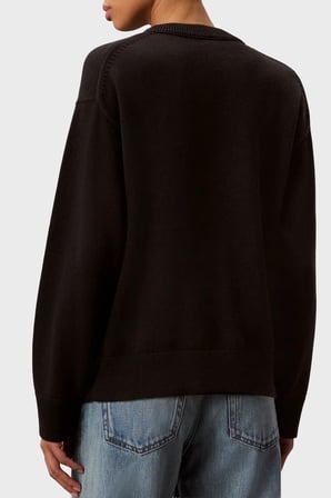 Calvin Klein % 100 Pamuk Logolu Bisiklet Yaka Örme Kazak LV044G313GUB1 Bayan KAZAK LV044G313G UB1 SİYAH