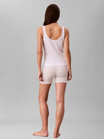 CALVIN KLEIN Kadın Marka Logo Nakışlı U Yaka Fitilli Günlük Kullanıma Uygun BEYAZ Atlet LV00QS7493 IE3