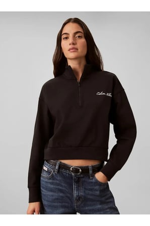 HEAVY JERSEY 1/4 ZIP, UB1 Siyah Kadın Sweatshirt