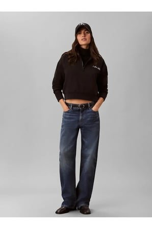HEAVY JERSEY 1/4 ZIP, UB1 Siyah Kadın Sweatshirt