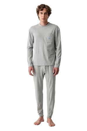 Calvin Klein Erkek Gri Uzun Kollu Pijama Takımı LV00NM2999 