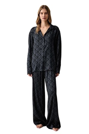 Calvin Klein Kadın Siyah Pijama Takım LV00QS7729 