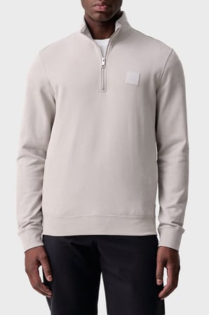 Calvin Klein Logolu Pamuklu Yarım Fermuarlı Dik Yaka Sweat LV04LH229GQCF Erkek SWEAT LV04LH229G QCF BEJ