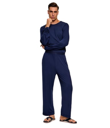 Calvin Klein Erkek Lacivert Uzun Kollu Pijama Takımı LV00NM3050
