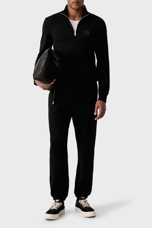 Calvin Klein Logolu Pamuklu Yarım Fermuarlı Dik Yaka Sweat LV04LH229GUB1 Erkek SWEAT LV04LH229G UB1 SİYAH