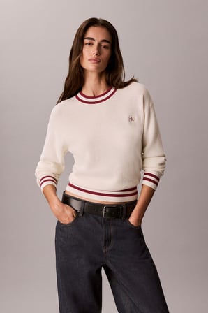 WOVEN LABEL CREWNECK SWEATER