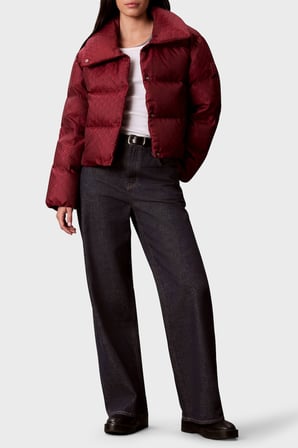 Calvin Klein Kapitoneli Cropped Fit Şişme Mont LV047H521GVG5 Kadın MONT LV047H521G VG5 BORDO