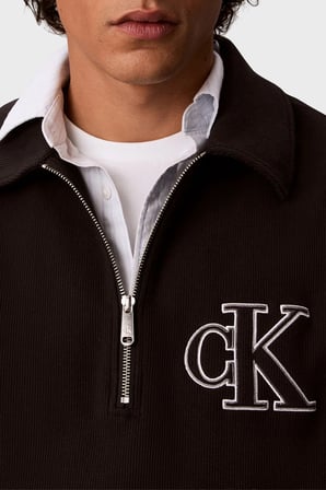 Calvin Klein Logolu Pamuklu Fermuarlı Polo Yaka Sweat LV04RH216GUB1 Erkek SWEAT LV04RH216G UB1 SİYAH