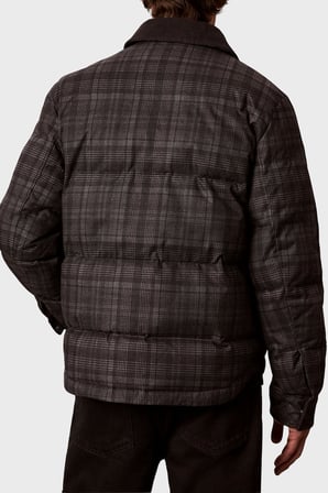 Calvin Klein Ekoseli Kadife Yaka Su İtici Şişme Mont LV04RH554GP7E Erkek MONT LV04RH554G P7E GRİ