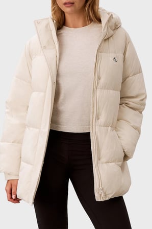 Calvin Klein Regular Fit Kapüşonlu Kemer Detaylı Mont LV047D507G67U Kadın MONT LV047D507G 67U EKRU