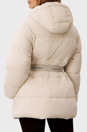 Calvin Klein Regular Fit Kapüşonlu Kemer Detaylı Mont LV047D507G67U Kadın MONT LV047D507G 67U EKRU