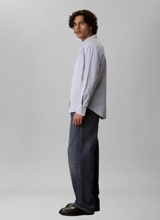 Calvin Klein Jeans Mavi Erkek Classic Fit Çizgili Gömlek LV04RH100GCHI LS STRIPE OXFORD CLA