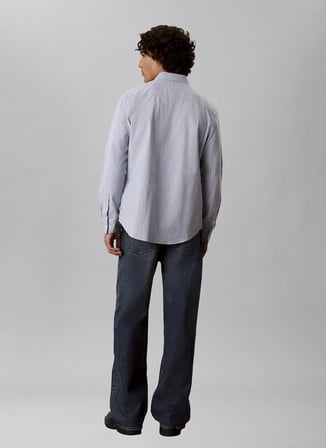 Calvin Klein Jeans Mavi Erkek Classic Fit Çizgili Gömlek LV04RH100GCHI LS STRIPE OXFORD CLA