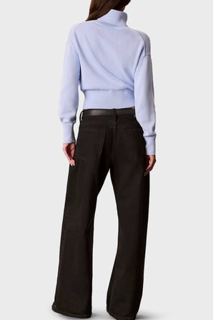 Calvin Klein Logolu % 100 Pamuk Balıkçı Yaka Kazak LV047H329GC3Q Kadın KAZAK LV047H329G C3Q LİLA
