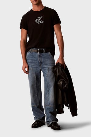 Calvin Klein Logolu % 100 Pamuk Relaxed Fit Bisiklet Yaka T Shirt LV04RH257GUB1 Erkek T SHİRT LV04RH257G UB1 SİYAH
