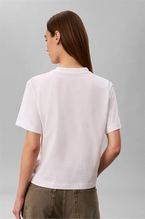 Ss Boxy Hand Drawn Monologo Tee Kadın Bisiklet Yaka T-Shirt Beyaz