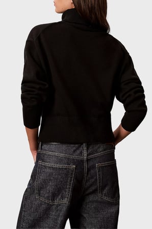 Calvin Klein Logolu % 100 Pamuk Balıkçı Yaka Kazak LV047H329GUB1 Kadın KAZAK LV047H329G UB1 SİYAH