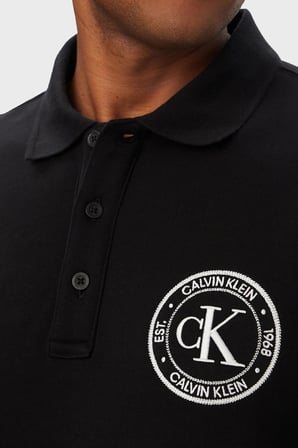 Calvin Klein Logolu % 100 Pamuk Düğmeli Polo Yaka Sweat LV04RH236GUB1 Erkek POLO YAKA SWEAT LV04RH236G UB1 SİYAH