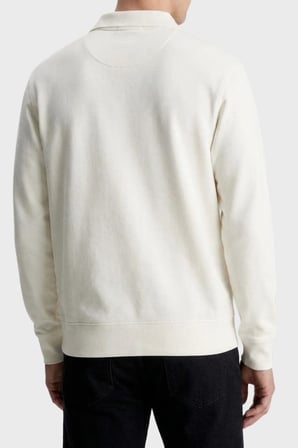 Calvin Klein Logolu % 100 Pamuk Düğmeli Polo Yaka Sweat LV04RH236GYAS Erkek POLO YAKA SWEAT LV04RH236G YAS KREM