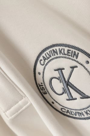 Calvin Klein Logolu % 100 Pamuk Düğmeli Polo Yaka Sweat LV04RH236GYAS Erkek POLO YAKA SWEAT LV04RH236G YAS KREM