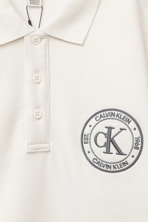 Calvin Klein Logolu % 100 Pamuk Düğmeli Polo Yaka Sweat LV04RH236GYAS Erkek POLO YAKA SWEAT LV04RH236G YAS KREM