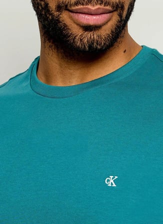 Calvin Klein Jeans Yeşil Erkek T-Shirt LV14RD254G8ZU SS CLASSIC MONOGRAM