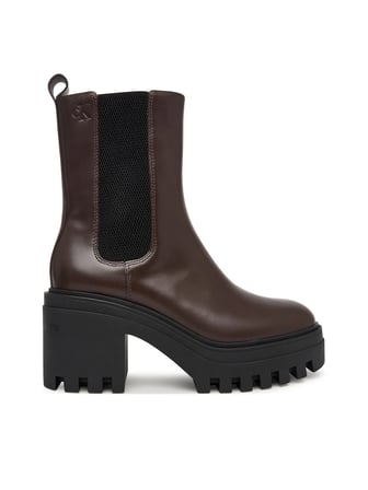 CALVIN KLEIN Kadın Marka Logolu Şık Görünüşlü Deri  Gündelik Kullanıma Uygun Kahverengi Bot & Bootie YW0YW01547 BAM