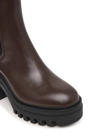 CALVIN KLEIN Kadın Marka Logolu Şık Görünüşlü Deri  Gündelik Kullanıma Uygun Kahverengi Bot & Bootie YW0YW01547 BAM