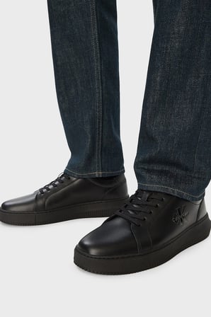 Calvin Klein Logolu Deri Sneaker Ayakkabı YM0YM013170GT Erkek AYAKKABI YM0YM01317 0GT SİYAH