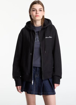 Calvin Klein Jeans Siyah Erkek Sweatshirt LV04RG262GUB1 LS PRM TERY SCRIPT