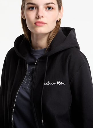 Calvin Klein Jeans Siyah Erkek Sweatshirt LV04RG262GUB1 LS PRM TERY SCRIPT