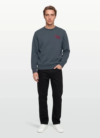 Calvin Klein Jeans Gri Erkek Sweatshirt LV04RG265GCEG LS PREMIUM TERRY GRP
