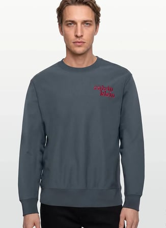Calvin Klein Jeans Gri Erkek Sweatshirt LV04RG265GCEG LS PREMIUM TERRY GRP