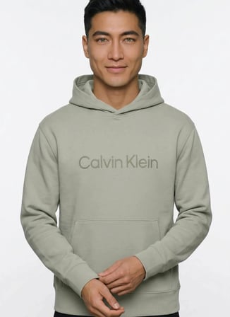 Calvin Klein Bej Erkek Kapüşonlu Sweatshirt LV04RG277GPEZ_LS EU STD LOGO 350TE