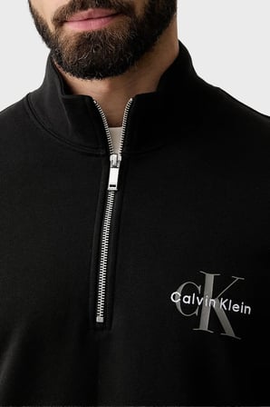 Calvin Klein Logolu Pamuklu Yarım Fermuarlı Dik Yaka Sweat LV04RG280GUB1 Erkek SWEAT LV04RG280G UB1 SİYAH
