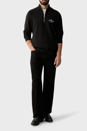 Calvin Klein Logolu Pamuklu Yarım Fermuarlı Dik Yaka Sweat LV04RG280GUB1 Erkek SWEAT LV04RG280G UB1 SİYAH