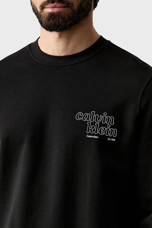 Calvin Klein % 100 Pamuk Logolu Regular Fit Bisiklet Yaka Sweat LV04RG274GUB1 Erkek SWEAT LV04RG274G UB1 SİYAH