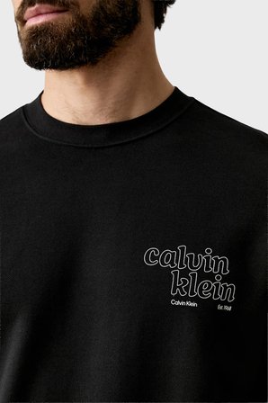 Calvin Klein % 100 Pamuk Logolu Regular Fit Bisiklet Yaka Sweat LV04RG274GUB1 Erkek SWEAT LV04RG274G UB1 SİYAH