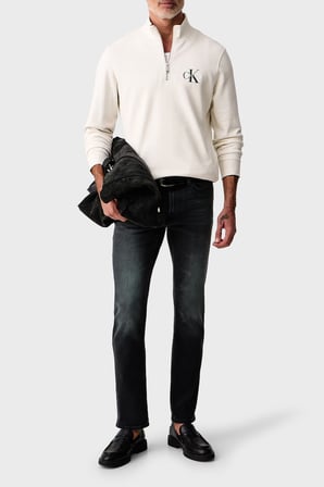 Calvin Klein Logolu Pamuklu Yarım Fermuarlı Dik Yaka Sweat LV04RG280GYAS Erkek SWEAT LV04RG280G YAS KREM