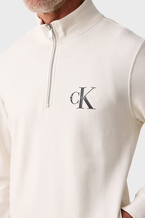 Calvin Klein Logolu Pamuklu Yarım Fermuarlı Dik Yaka Sweat LV04RG280GYAS Erkek SWEAT LV04RG280G YAS KREM