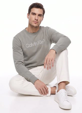 Calvin Klein Gri Erkek Sweatshirt LV04RG281GPEZ_LS CL 350TERRY SP GR
