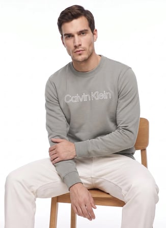 Calvin Klein Gri Erkek Sweatshirt LV04RG281GPEZ_LS CL 350TERRY SP GR