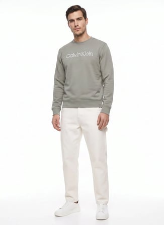 Calvin Klein Gri Erkek Sweatshirt LV04RG281GPEZ_LS CL 350TERRY SP GR