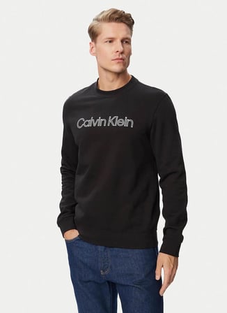 Calvin Klein Siyah Erkek Bisiklet Yaka Sweatshirt LV04RG281GUB1_LS CL 350TERRY SP GR