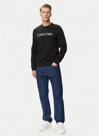 Calvin Klein Siyah Erkek Bisiklet Yaka Sweatshirt LV04RG281GUB1_LS CL 350TERRY SP GR